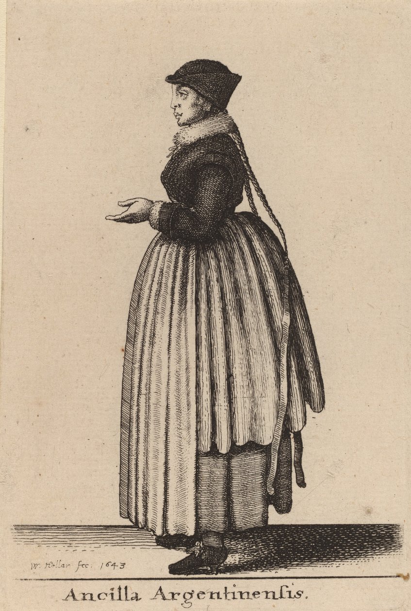 Argentiinan piika, 1643. tekijältä Wenceslaus Hollar