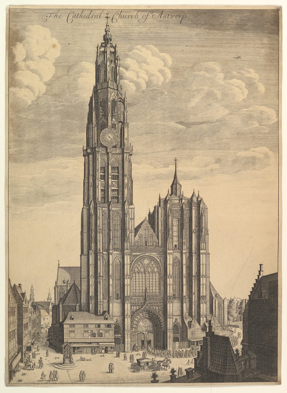 Antwerpenin katedraalin esite Tvrris Ecclesiæ Cathedralis, 1649 tekijältä Wenceslaus Hollar