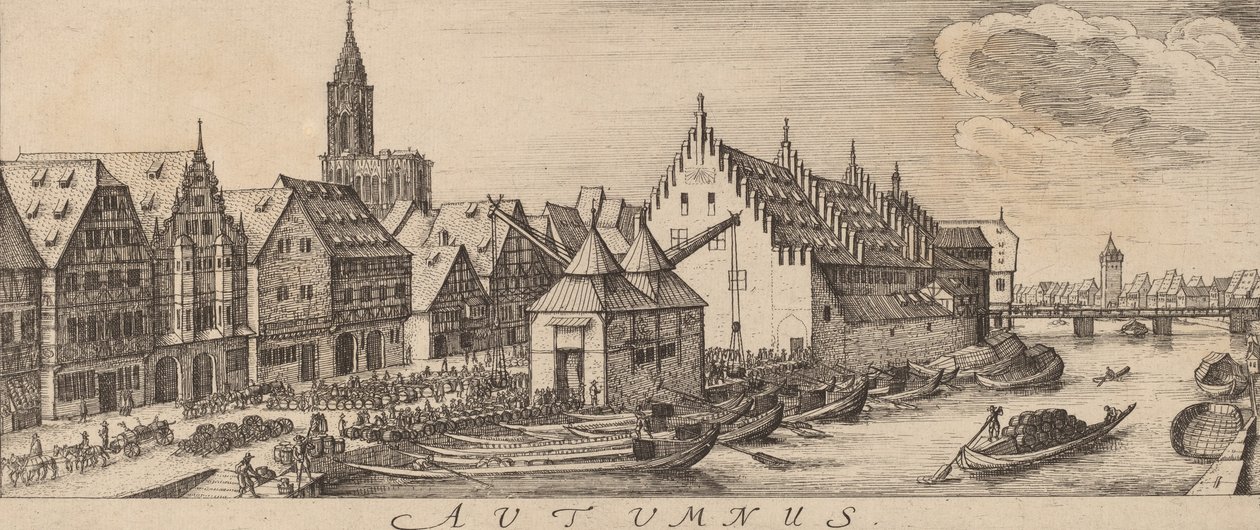Syksy: Viinimarkkinat, n. 16281629. tekijältä Wenceslaus Hollar