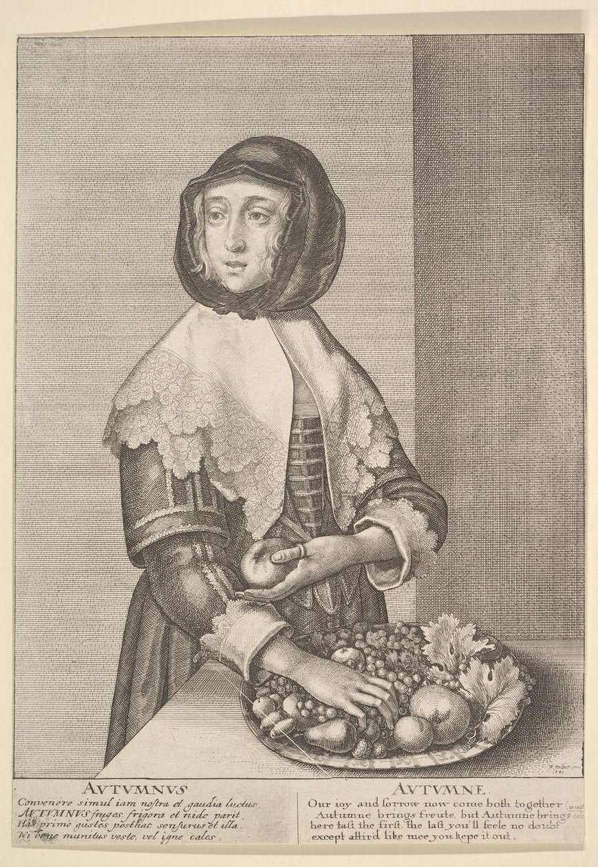 Syksy - Syksy Kolmen neljänneksen pituiset vuodenajat, 1641. tekijältä Wenceslaus Hollar