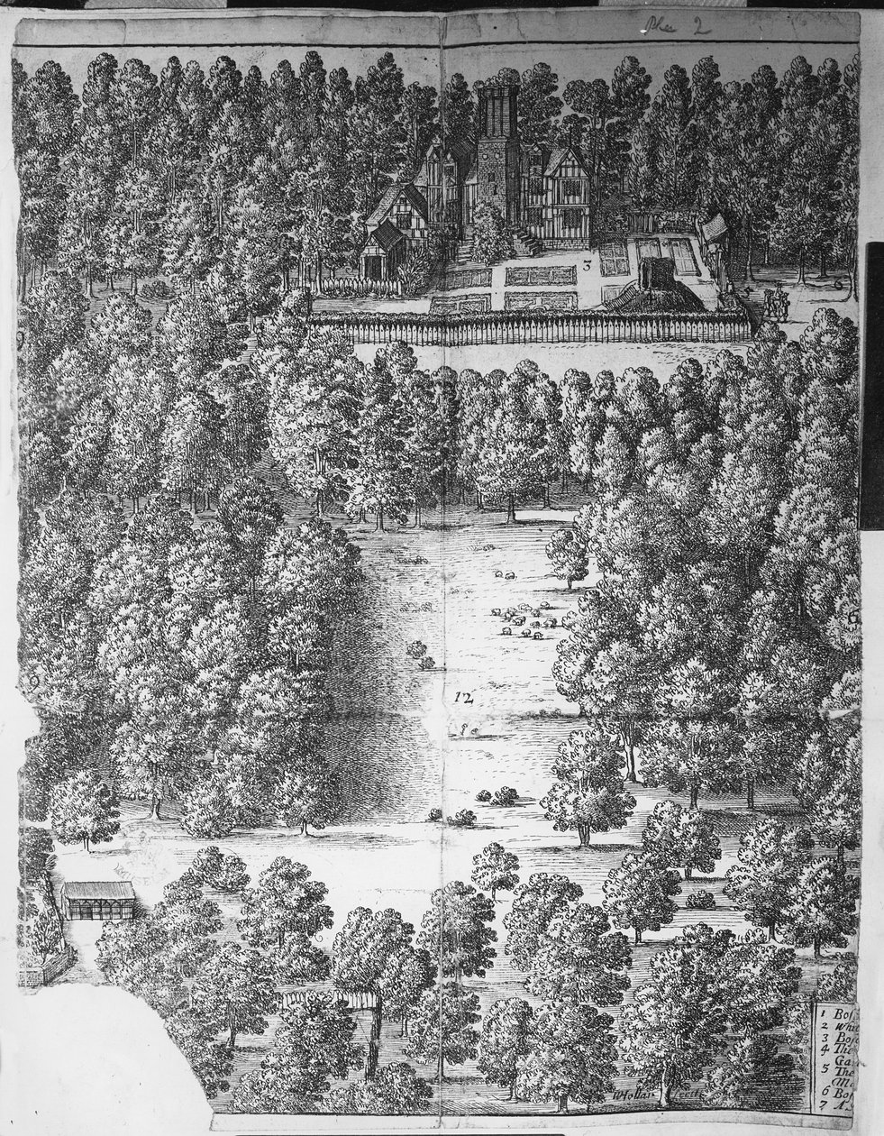 Boscobelin talo ja puisto, 1651 tekijältä Wenceslaus Hollar