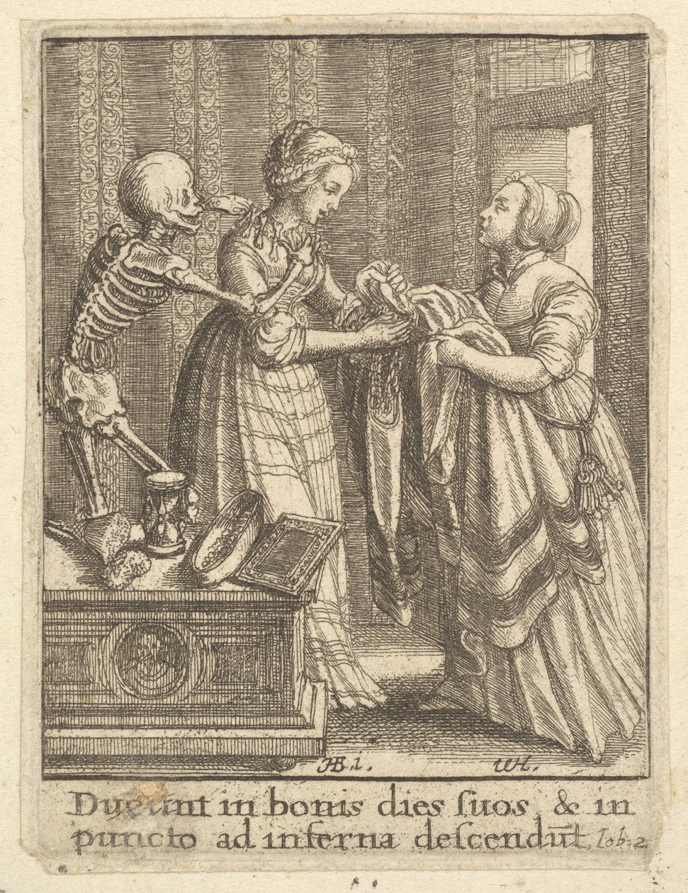Morsian, Kuolemantanssista, 1651. tekijältä Wenceslaus Hollar