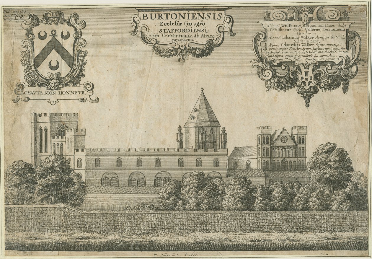 Burton-upon-Trent Abbey: kuparilevykaiverrus, 1661 tekijältä Wenceslaus Hollar