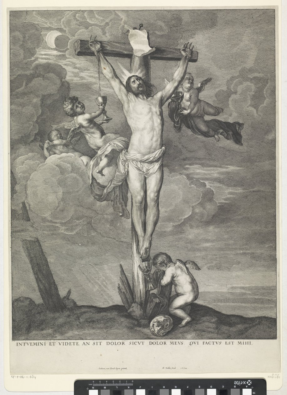 Kristus ristillä enkelien kanssa tekijältä Wenceslaus Hollar