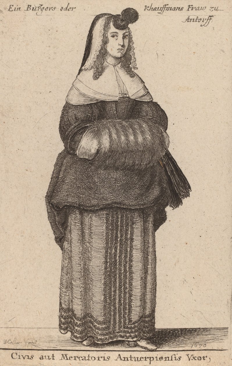 Antwerpenin kansalaisen tai kauppiaan vaimo, 1650. tekijältä Wenceslaus Hollar