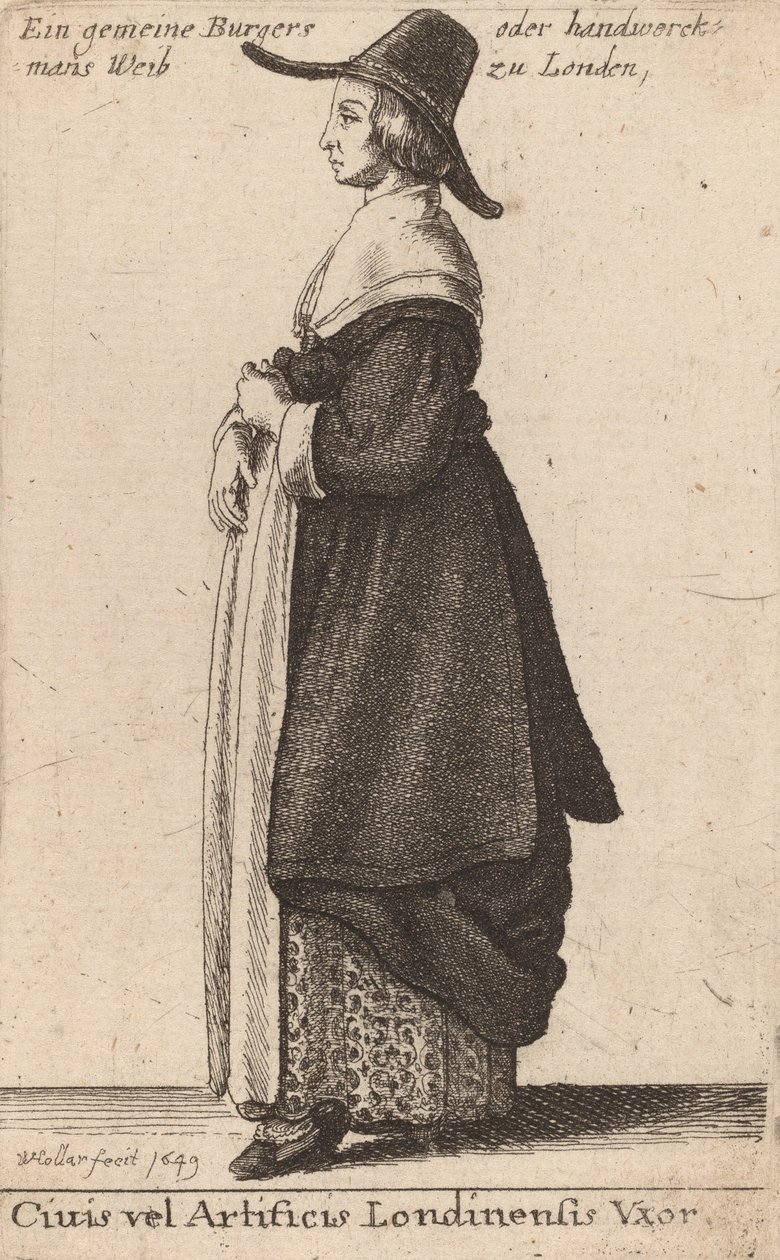 Lontoon kansalaiset tai käsityöläiset, 1643. tekijältä Wenceslaus Hollar