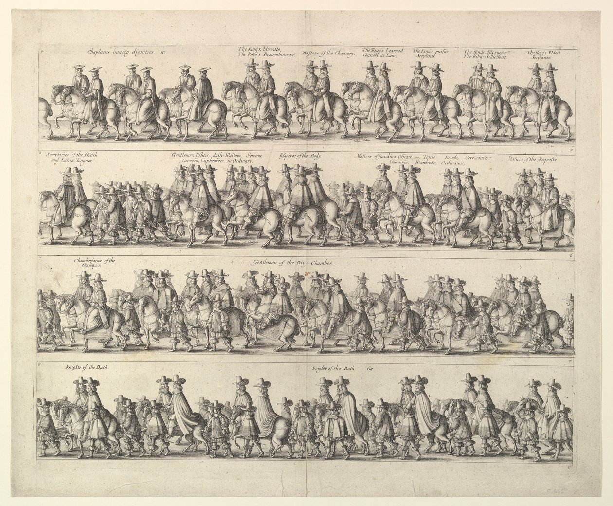 Kaarle II:n kruunauskulkue Lontoon läpi, 1662. tekijältä Wenceslaus Hollar