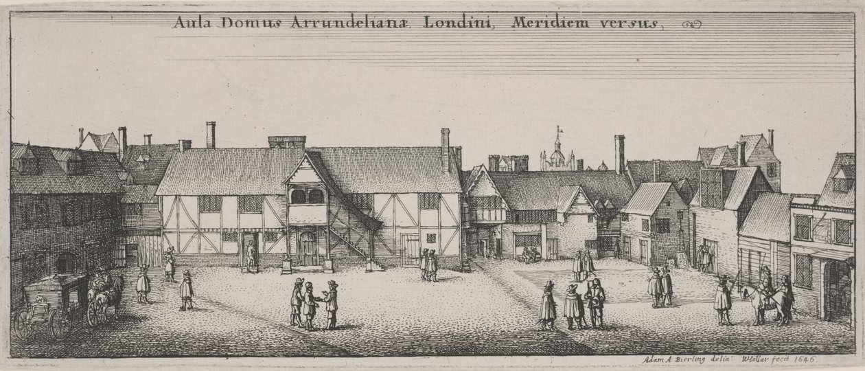 Arundel-talon piha, etelästä tekijältä Wenceslaus Hollar