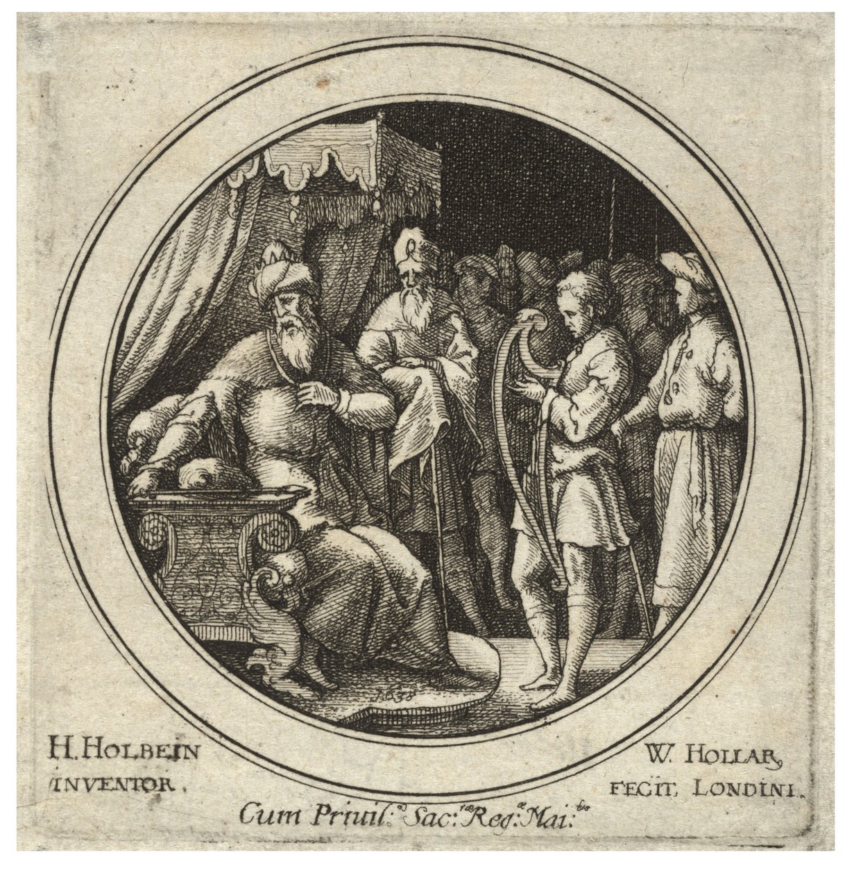 Daavid Saulin edessä. Valtio 2 tekijältä Wenceslaus Hollar