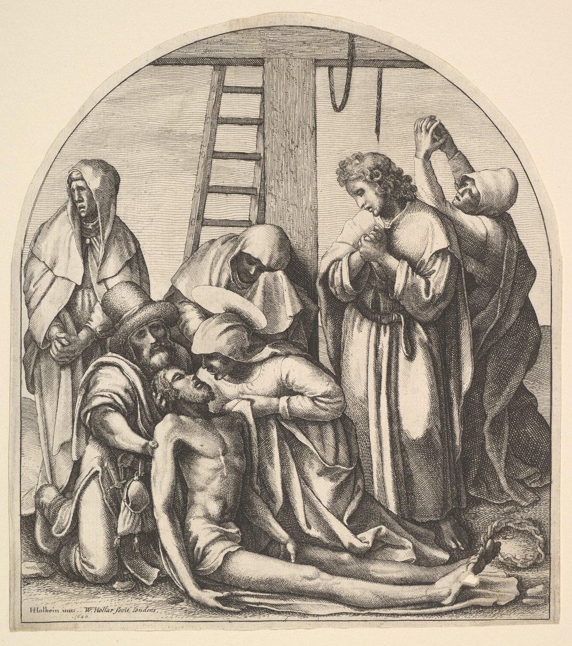Laskeutuminen ristiltä Holbeinin jälkeen, 1640. tekijältä Wenceslaus Hollar