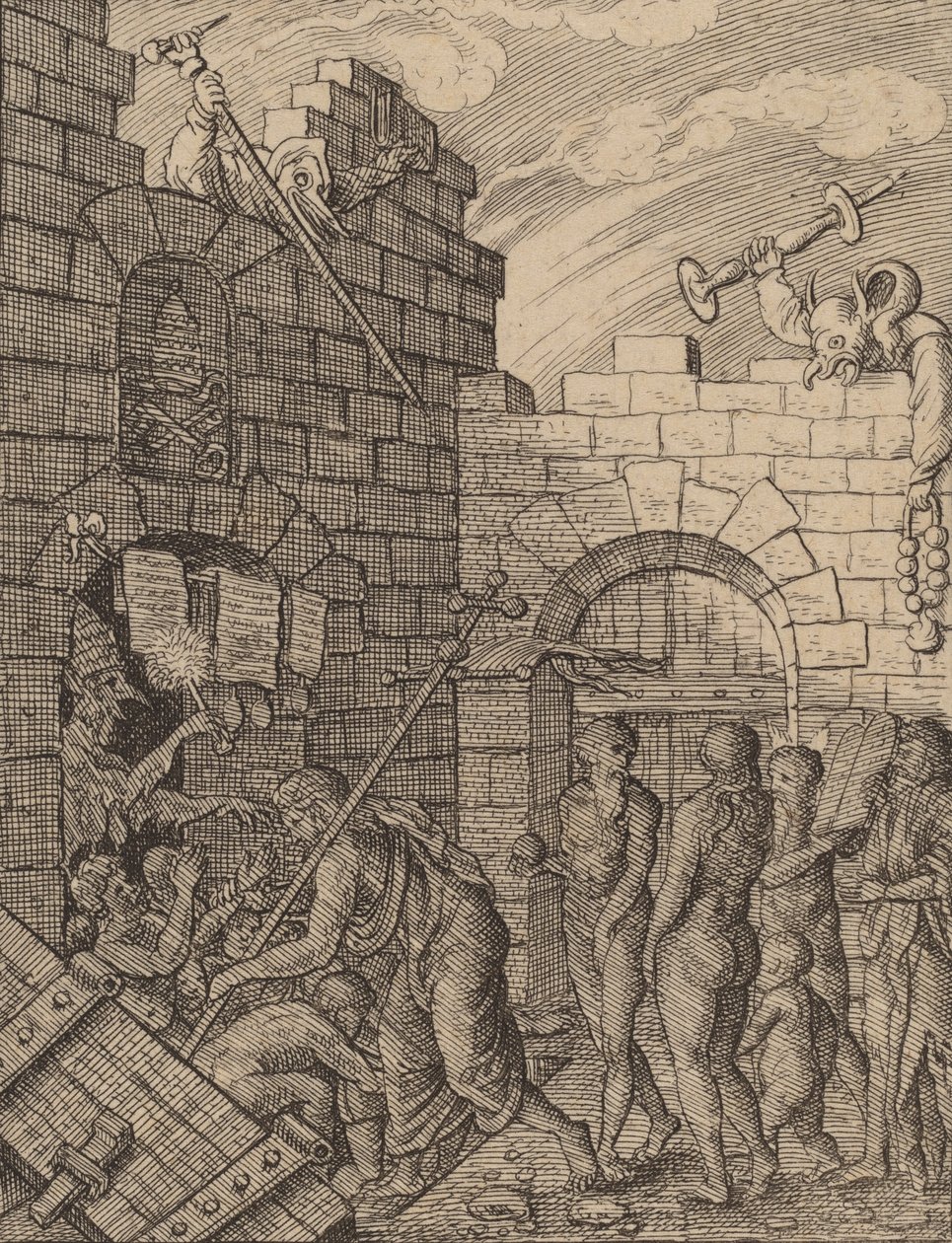Laskeutuminen helvettiin. tekijältä Wenceslaus Hollar