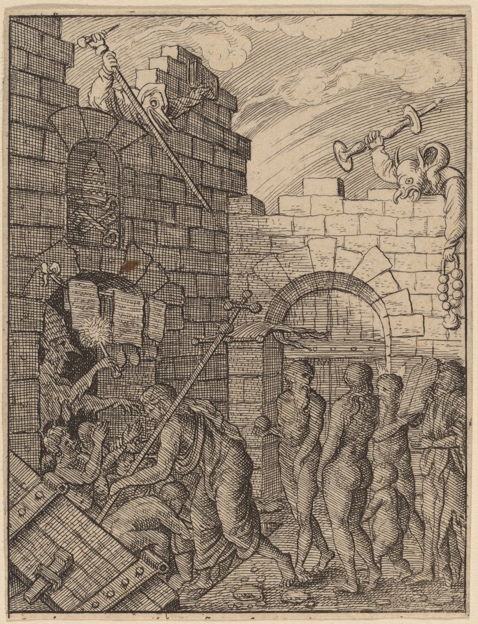 Laskeutuminen helvettiin tekijältä Wenceslaus Hollar