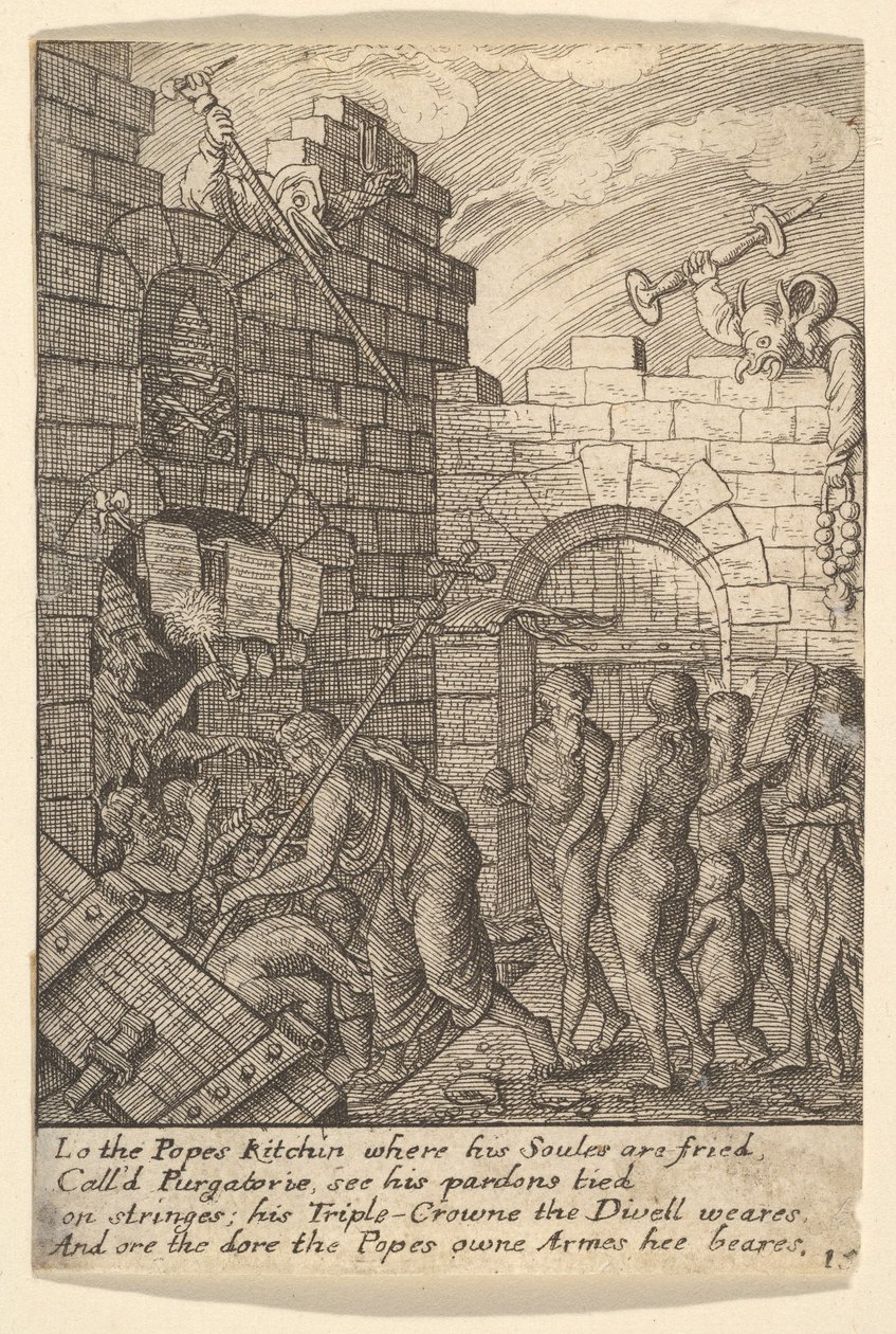 Laskeutuminen helvettiin, 1625-77. tekijältä Wenceslaus Hollar