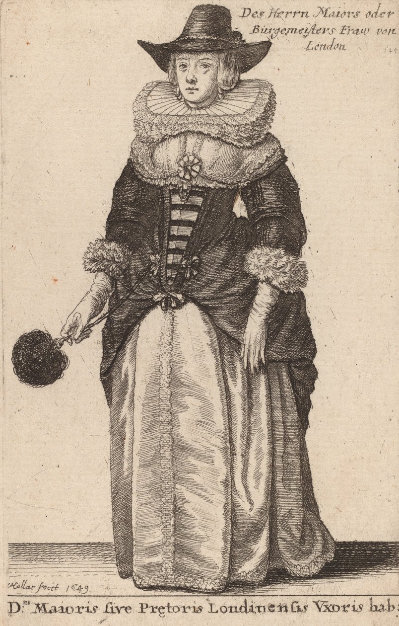 Dni Maioris tai Praetoris Londinensis Vxoris Hab:, 1649. tekijältä Wenceslaus Hollar