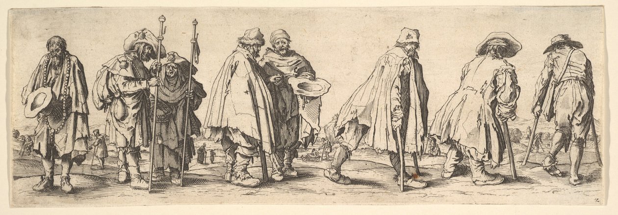 Kahdeksan kerjäläistä, 1630. tekijältä Wenceslaus Hollar