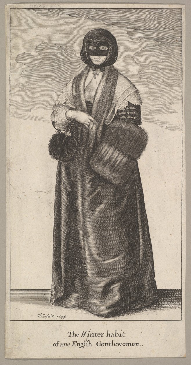 Englantilainen nainen talviasussa Englantilaisen herrasnaisen talvitottumus, 1644. tekijältä Wenceslaus Hollar