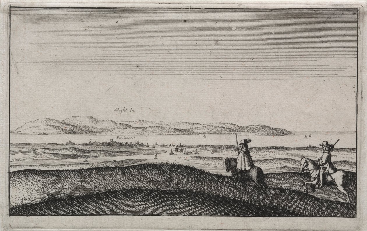 Englanninkieliset näkymät: Isle of Wight Portsmouthista. tekijältä Wenceslaus Hollar
