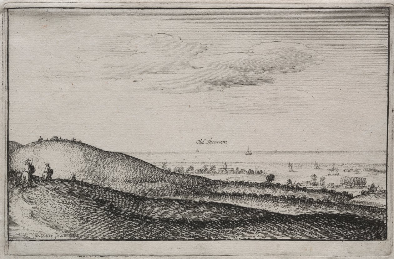 Englanninkieliset näkymät: Old Shoreham tekijältä Wenceslaus Hollar