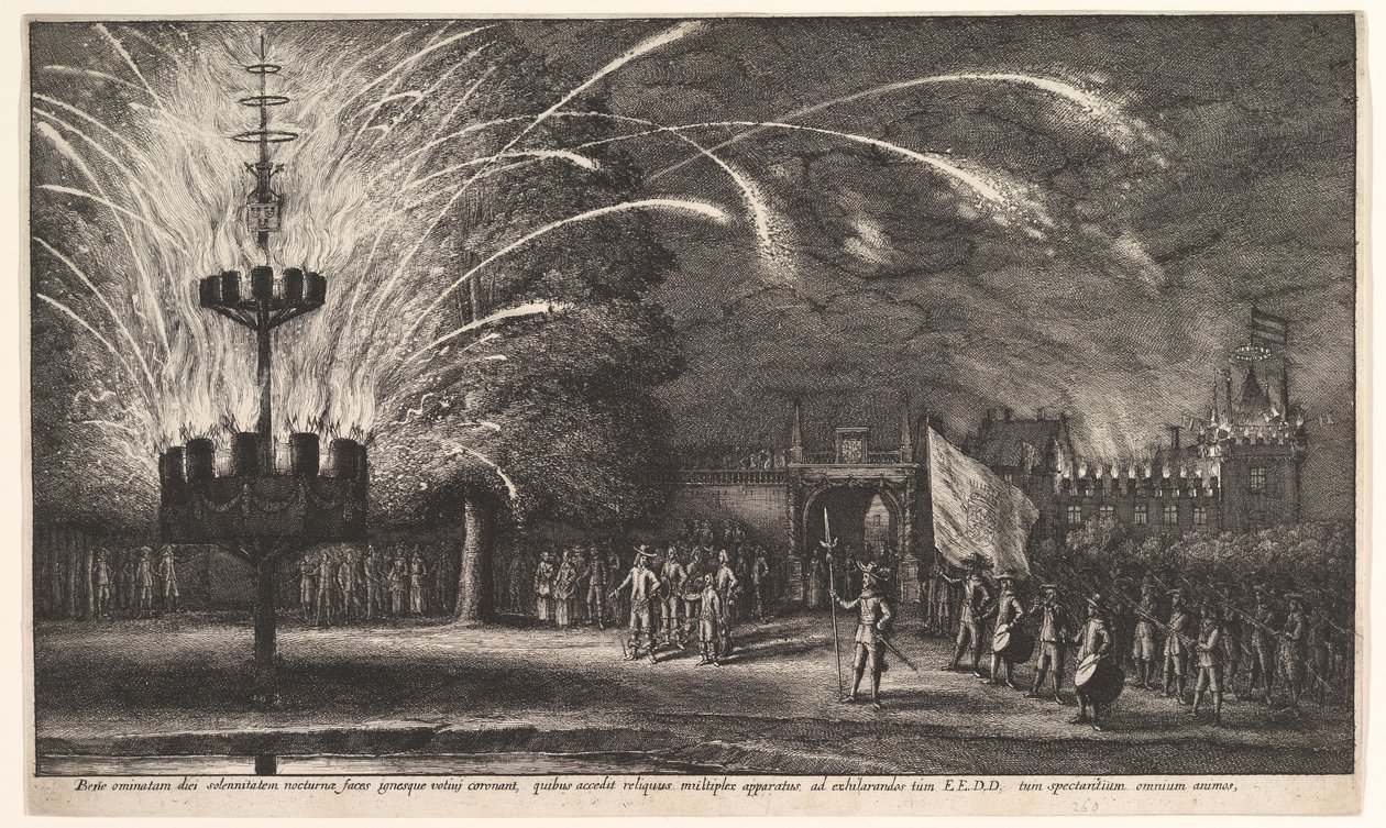 Ilotulitus Hemissemissa, 1625-77. tekijältä Wenceslaus Hollar