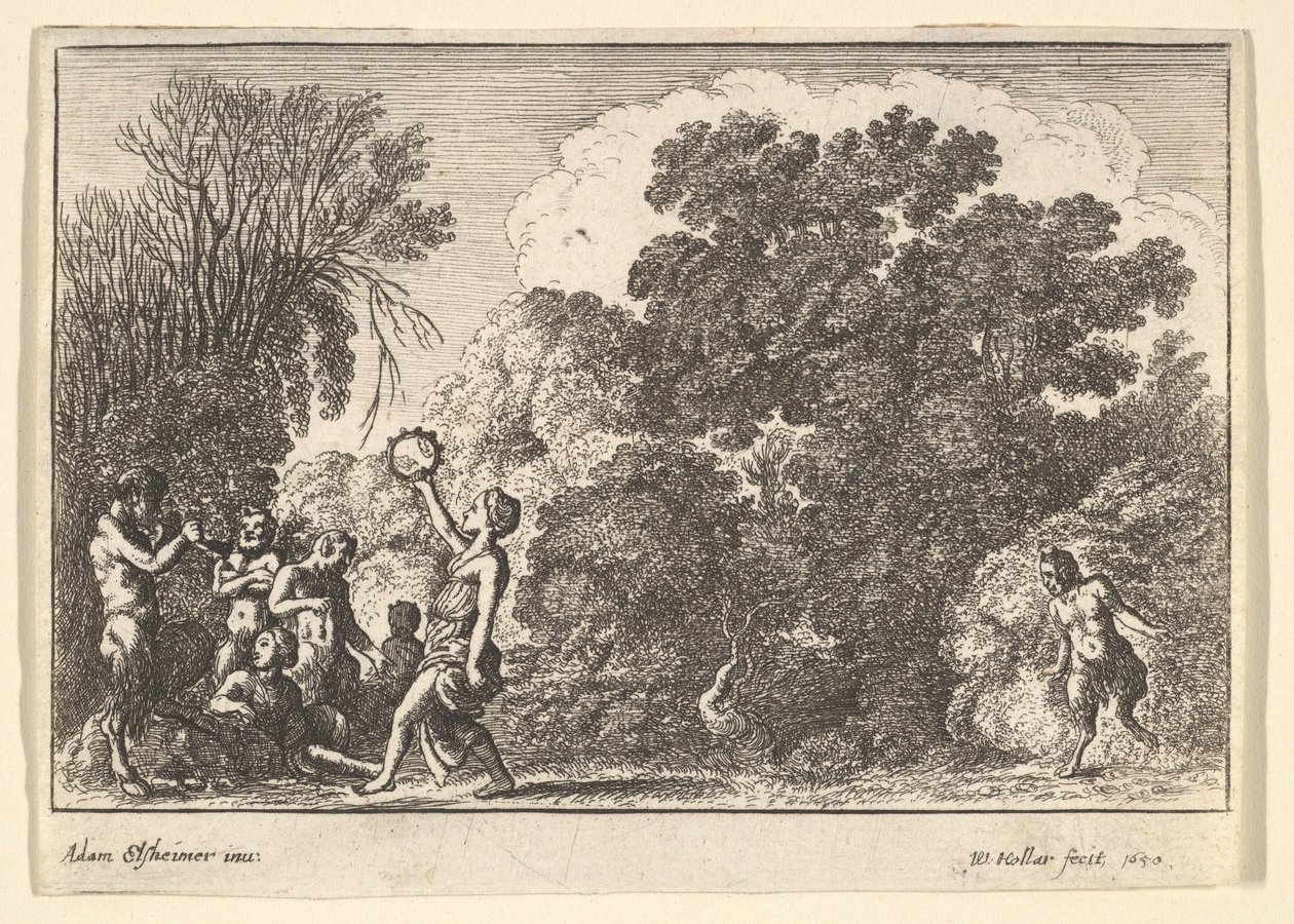Viisi satyyriä ja kaksi nymfiä, 1650. tekijältä Wenceslaus Hollar