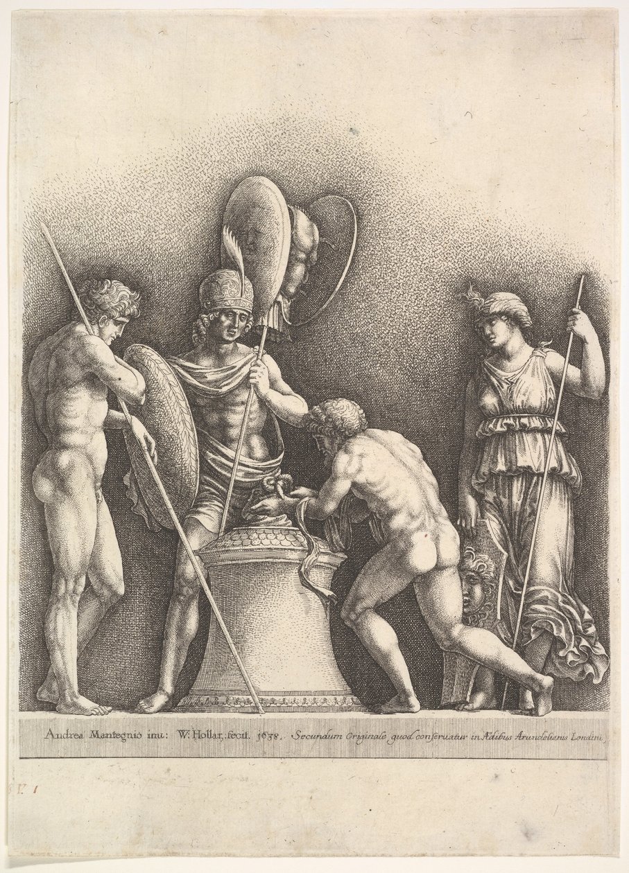 Neljä klassista hahmoa pakanauhri, 1638. tekijältä Wenceslaus Hollar