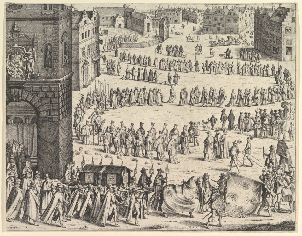 Kenraali Johann Baptista von Taxisin hautajaiset, 1645. tekijältä Wenceslaus Hollar