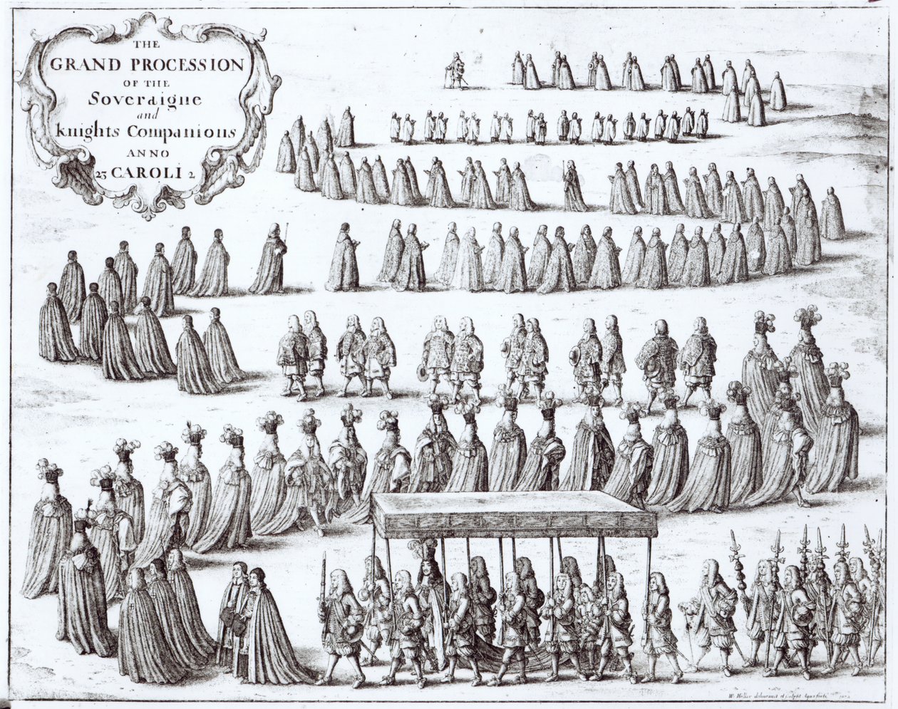 Suvereenin ja sukkanauharitarien suuri kulkue Windsorissa, 1672 tekijältä Wenceslaus Hollar