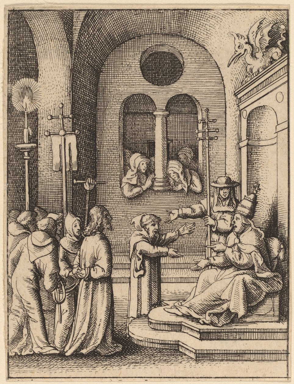 Jeesus taas ennen Kaifasta tekijältä Wenceslaus Hollar