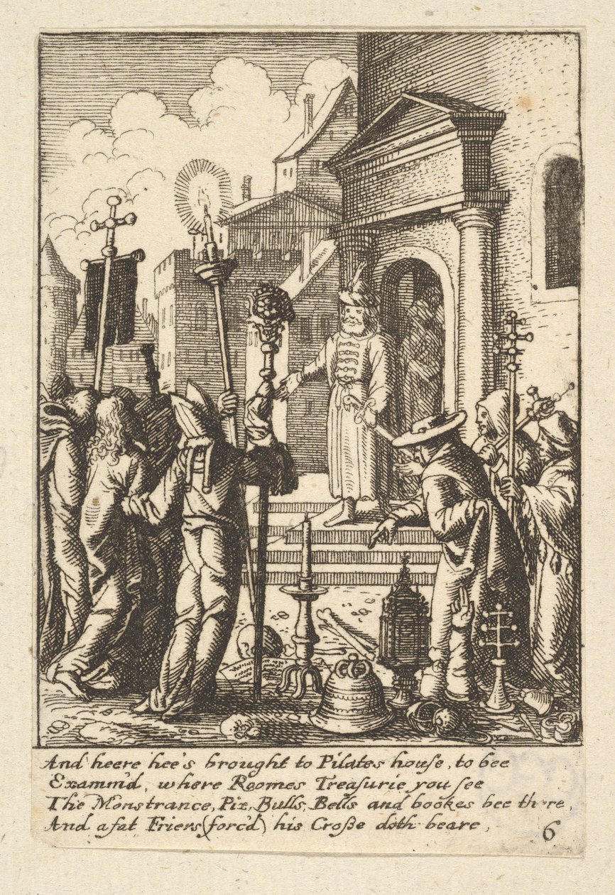 Jeesus Pilatuksen edessä, 1625-77. tekijältä Wenceslaus Hollar
