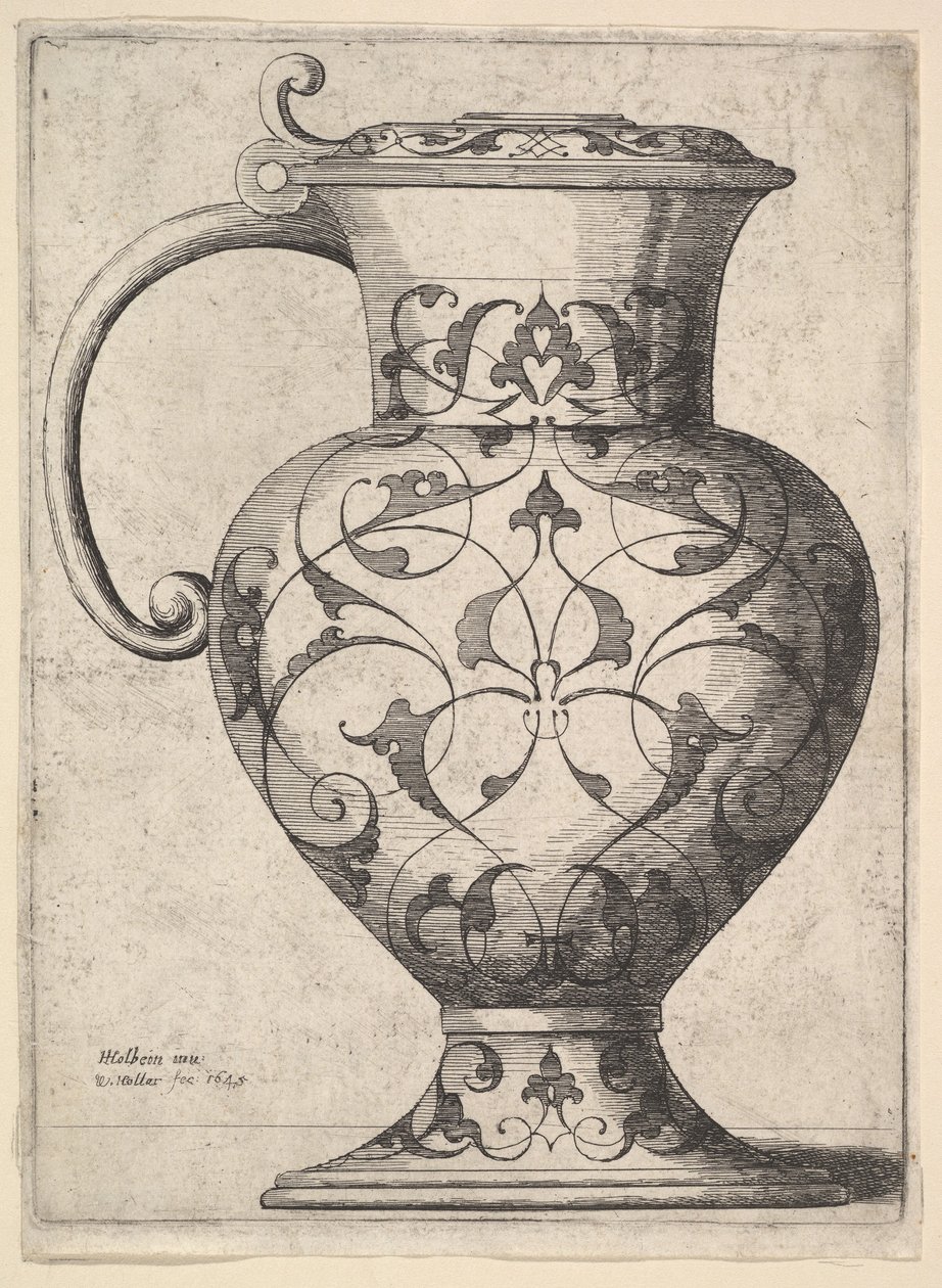 Arabeskeilla koristeltu kannu, 1645. tekijältä Wenceslaus Hollar
