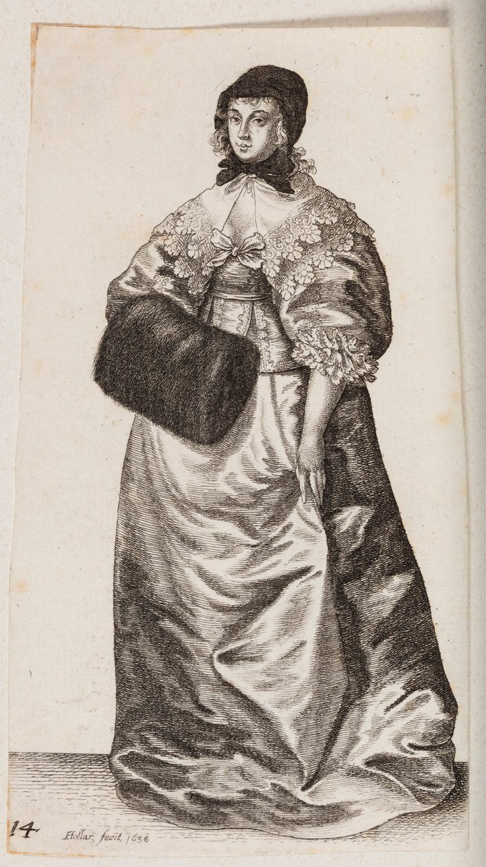 Nainen hilkassa ja muhvissa tekijältä Wenceslaus Hollar