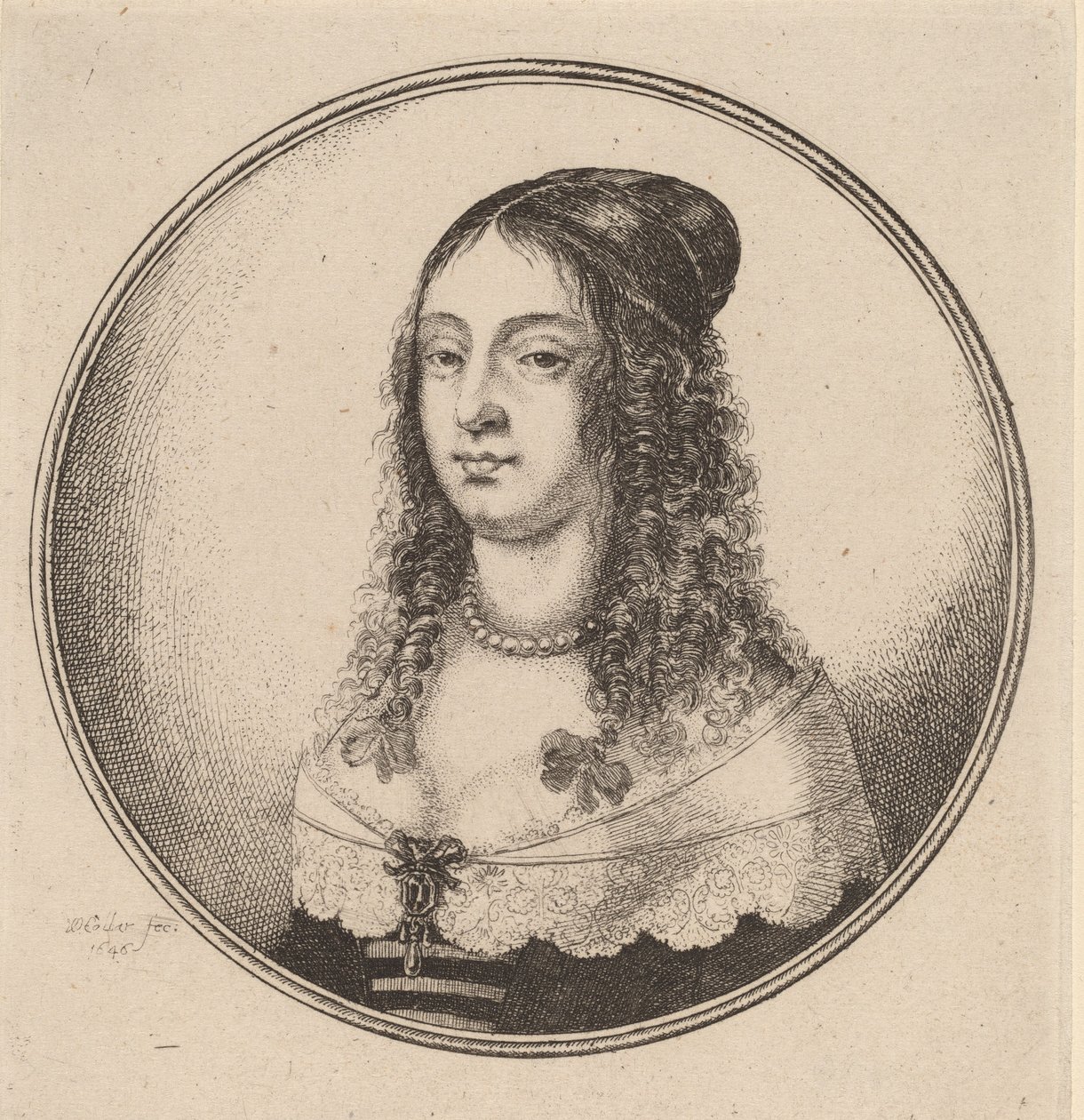 Nauha kiharoilla, 1646. tekijältä Wenceslaus Hollar