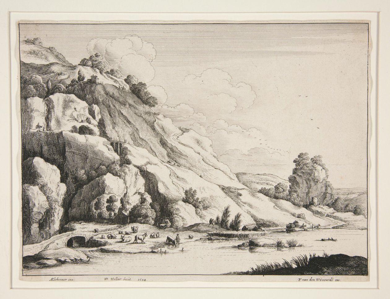 Maisema ja kivisilta tekijältä Wenceslaus Hollar