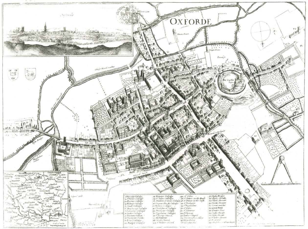 Oxfordin kartta, 1643 tekijältä Wenceslaus Hollar