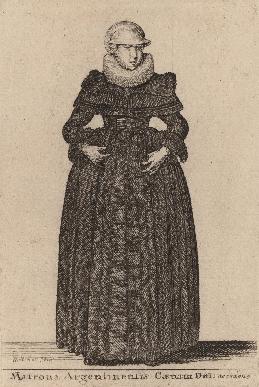 Päivän argentiinalainen illallinen Matrona lähestyy nymfiä. tekijältä Wenceslaus Hollar