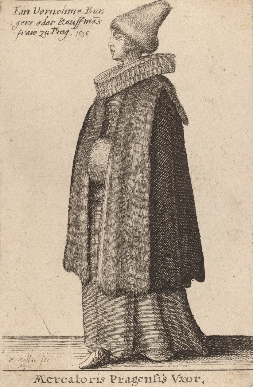 Prahan kauppiaan Vxor, 1642. tekijältä Wenceslaus Hollar