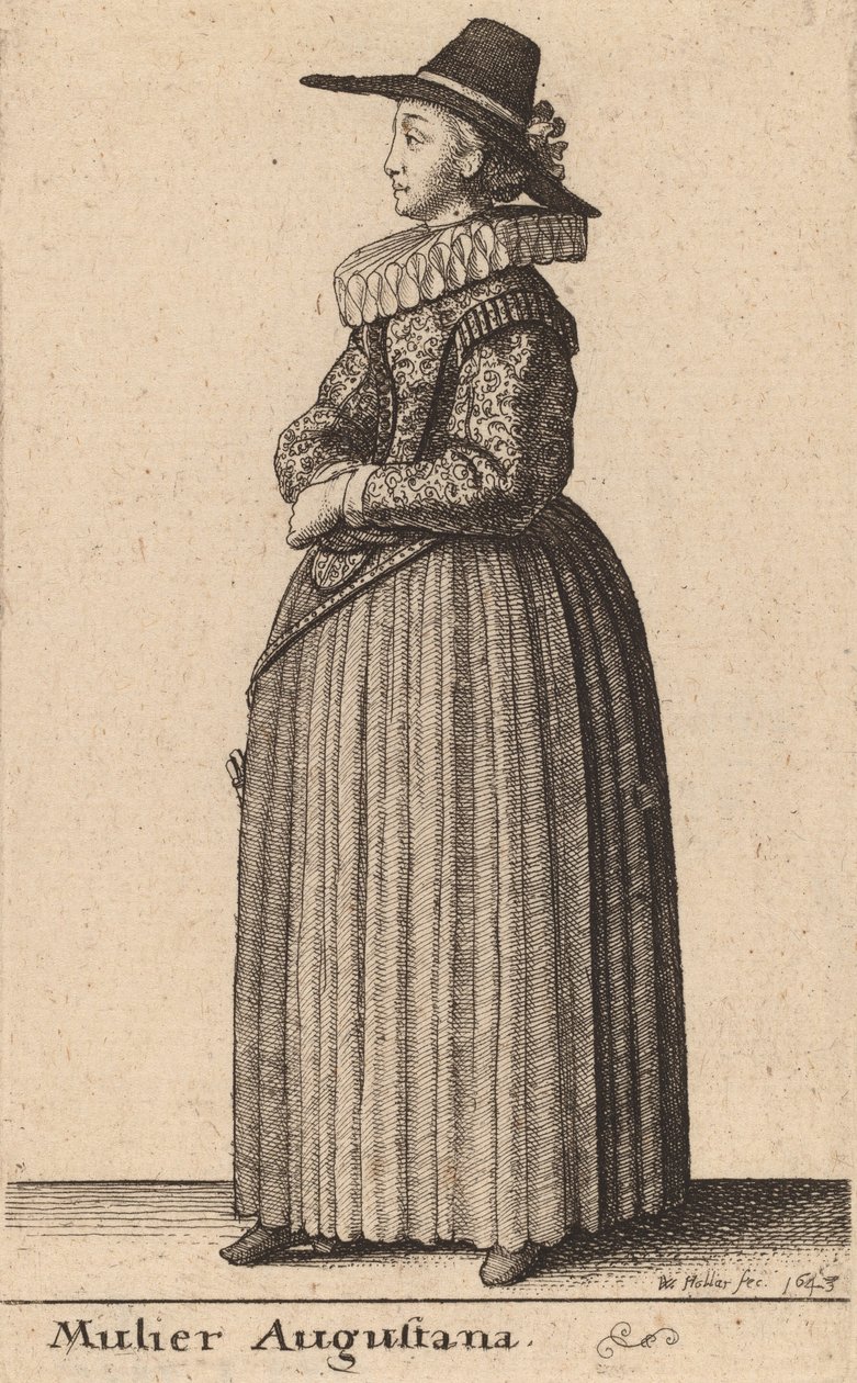 Augustalainen nainen, 1643. tekijältä Wenceslaus Hollar