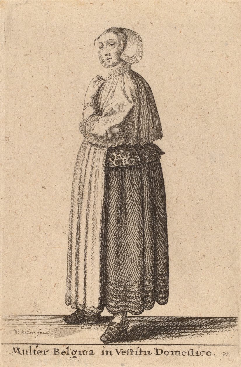 Belgialainen nainen kotimekossa. tekijältä Wenceslaus Hollar