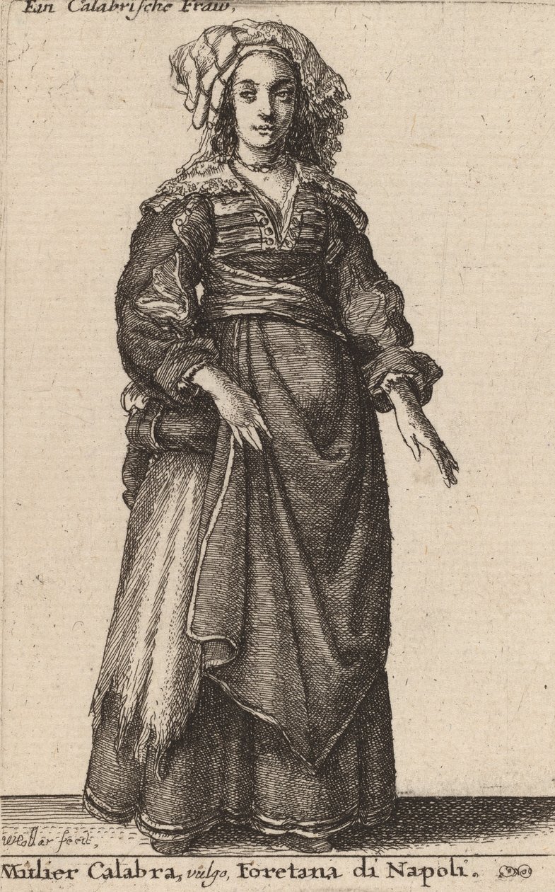 Mulier Calabra, Vulgo, Napolin Foretana. tekijältä Wenceslaus Hollar