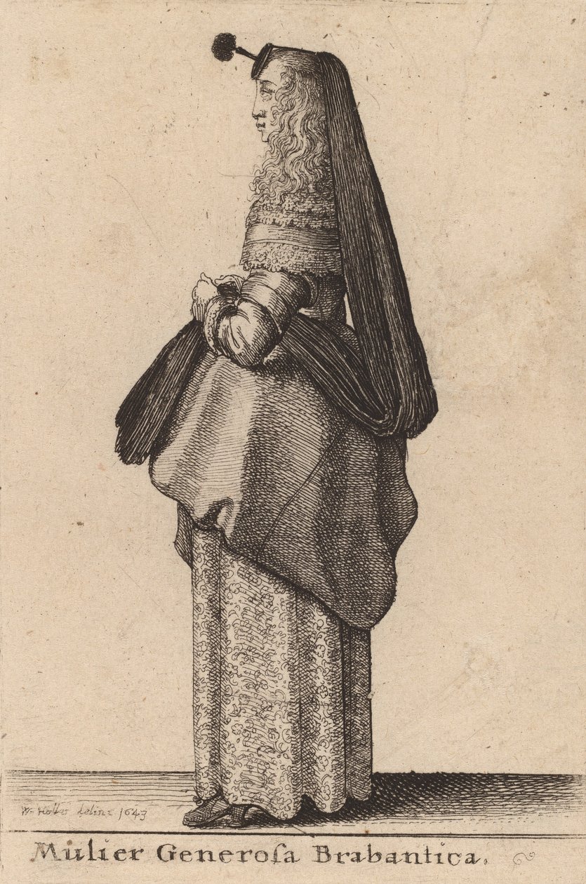 Brabantin antelias nainen, 1643. tekijältä Wenceslaus Hollar