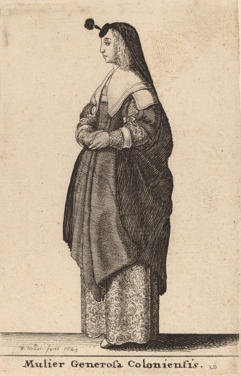 Kölnin antelias nainen, 1643. tekijältä Wenceslaus Hollar
