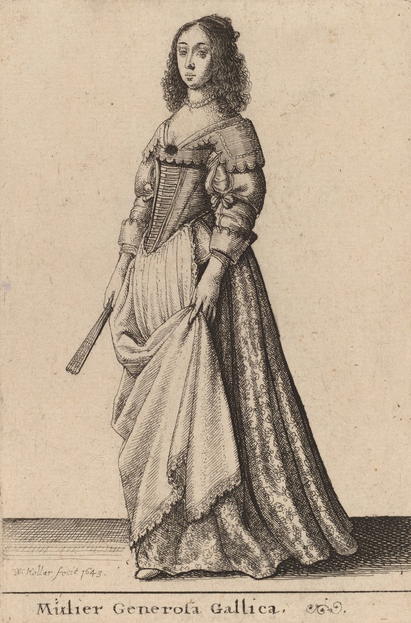 Antelias ranskalainen nainen, 1643. tekijältä Wenceslaus Hollar