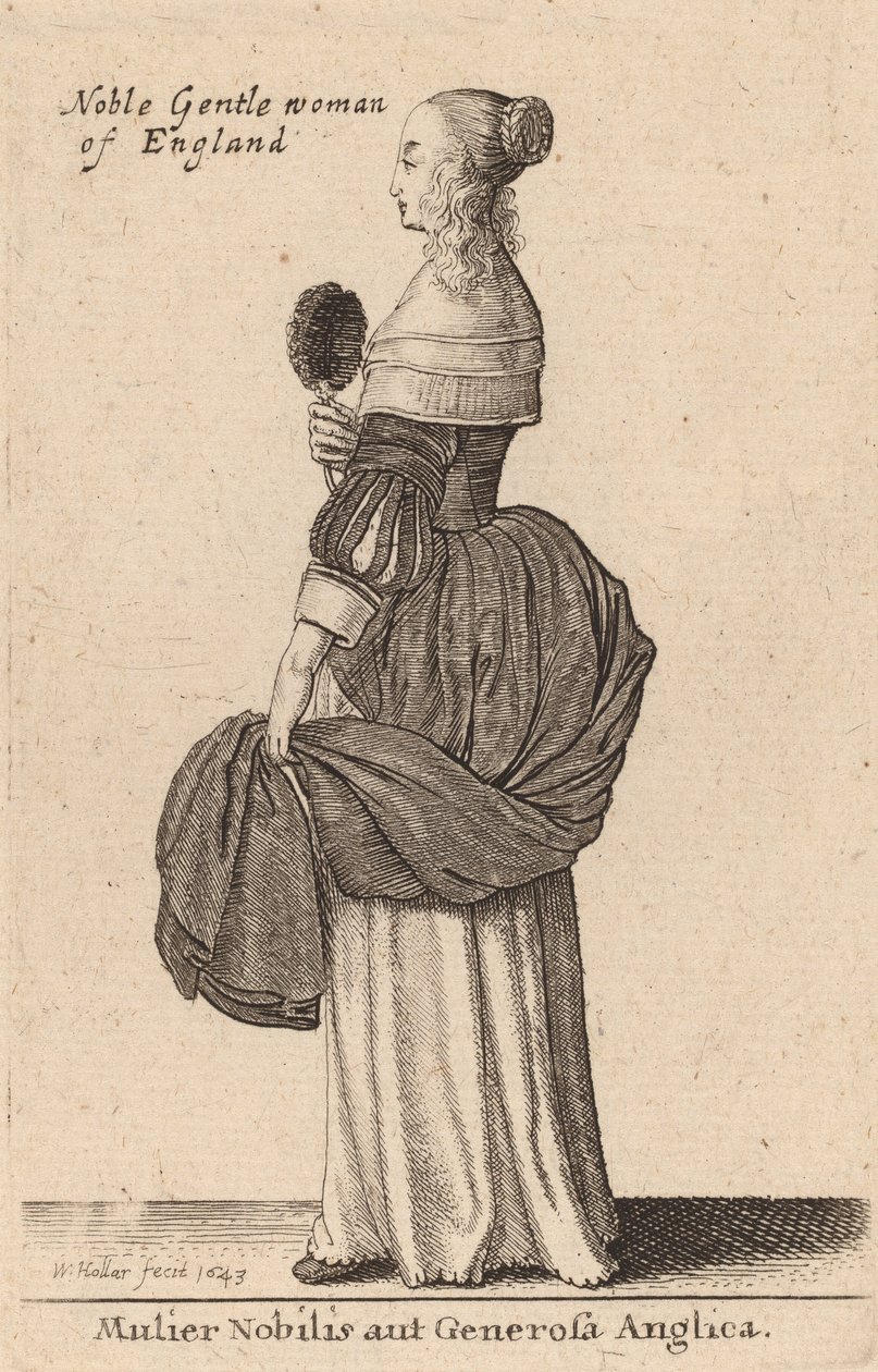 Jalo tai antelias englantilainen nainen, 1643. tekijältä Wenceslaus Hollar
