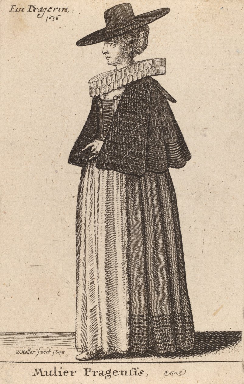 Prahan nainen, 1643. tekijältä Wenceslaus Hollar