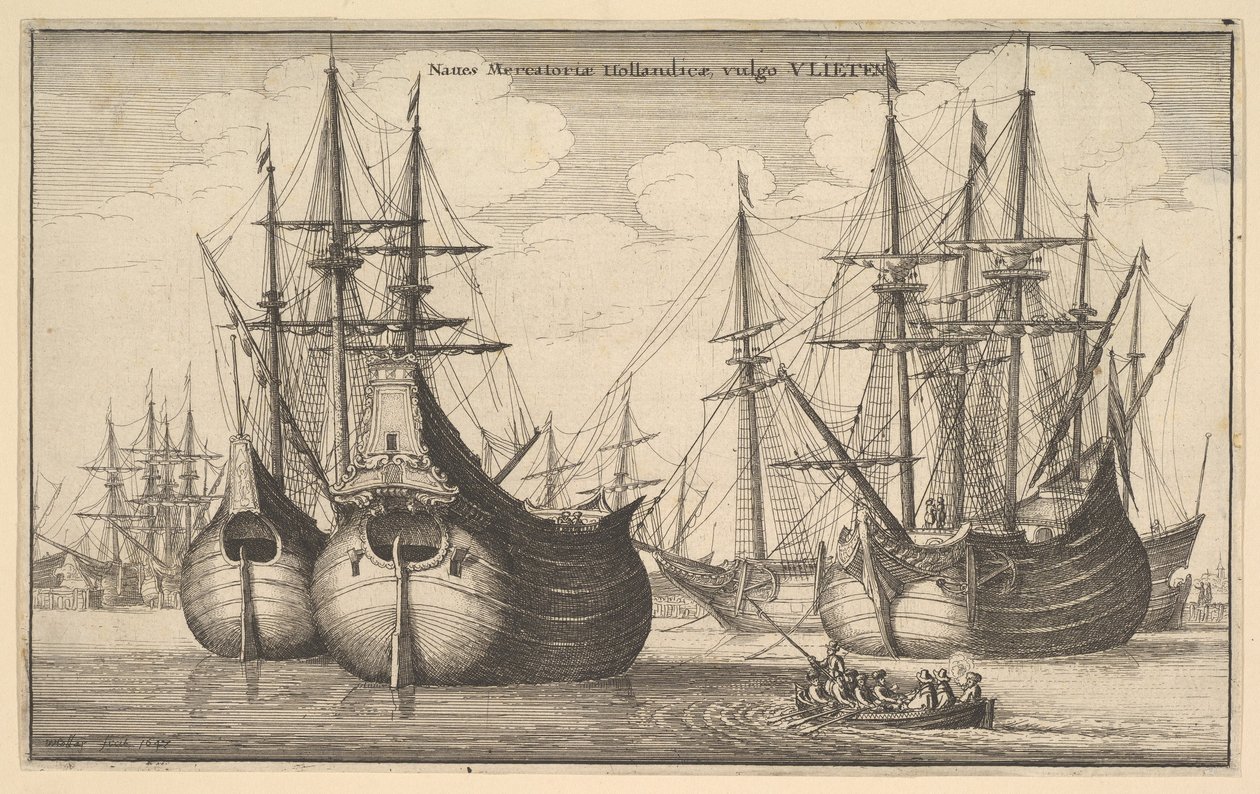 Hollantilaiset rahtialukset tai huilut, 1647 tekijältä Wenceslaus Hollar