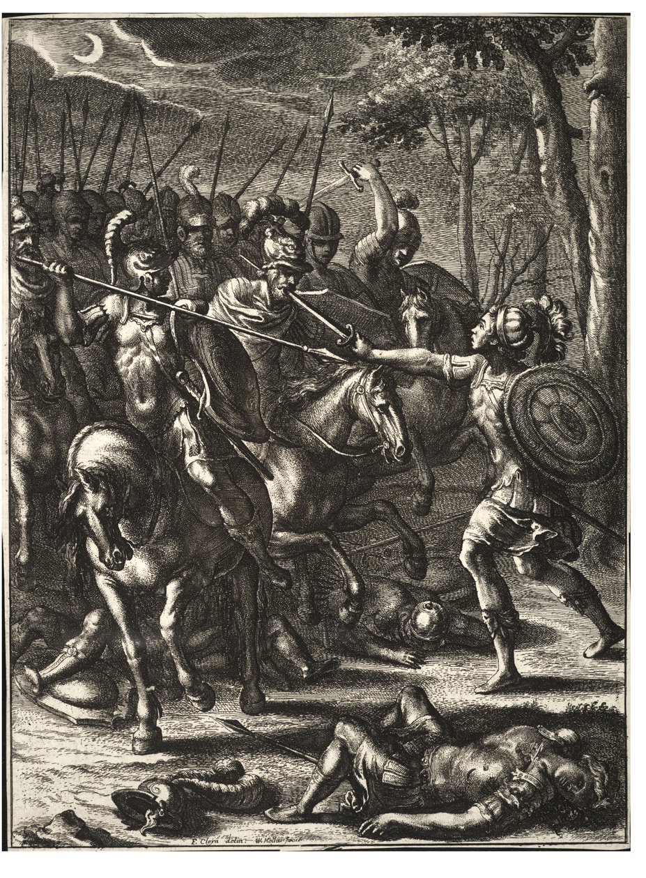 Nisus tappaa Volscensin. Valtio 2 tekijältä Wenceslaus Hollar
