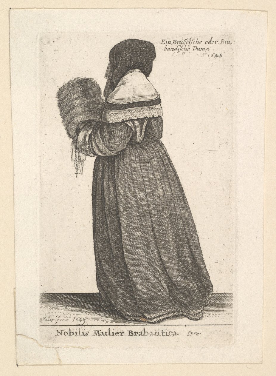 Jalo nainen Brabantista, aatelisnainen Brabantista, 1648 tekijältä Wenceslaus Hollar