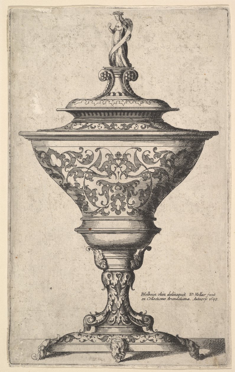 Koristeellinen pikari naamioiden jaloissa, 1645. tekijältä Wenceslaus Hollar