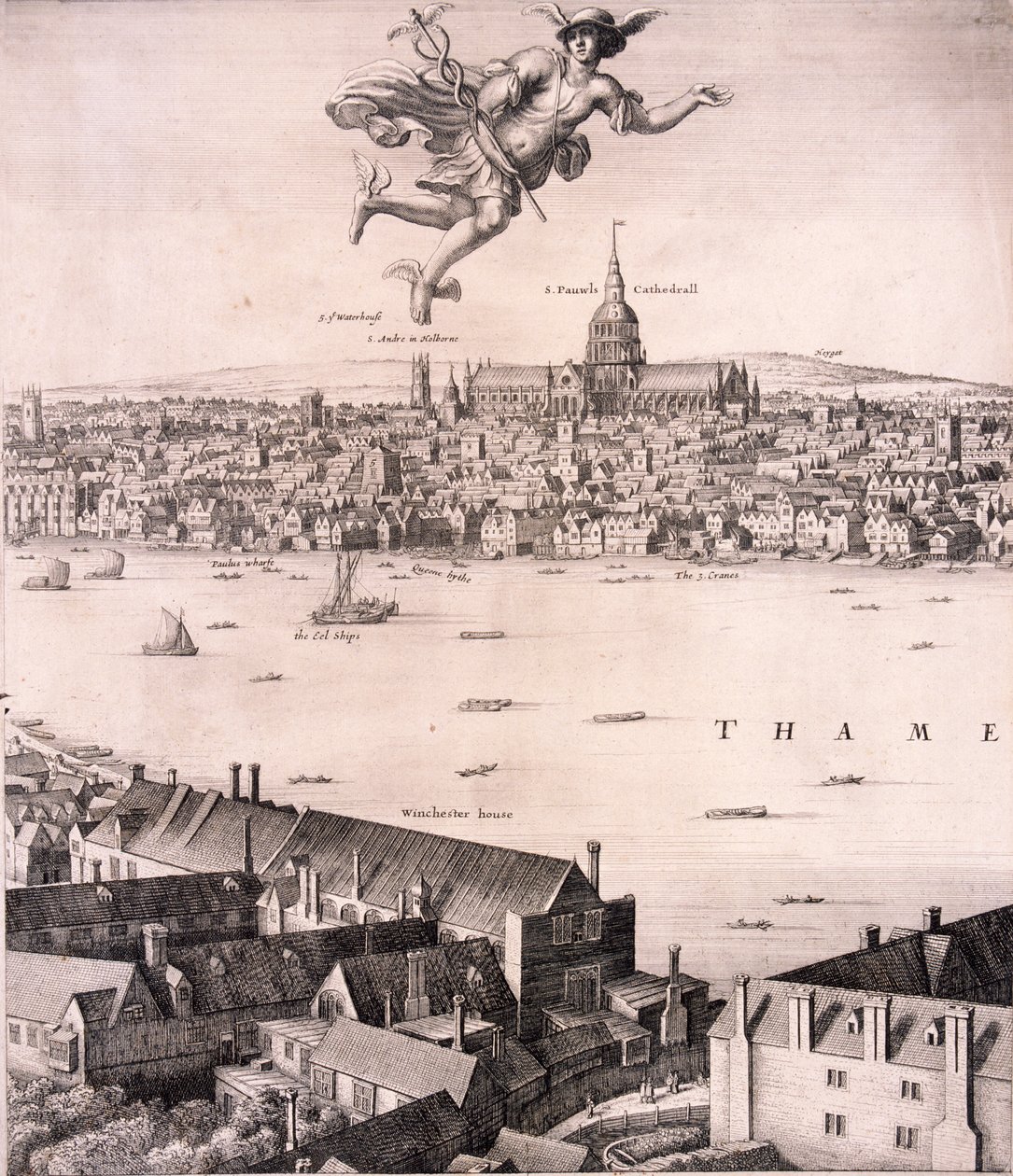 Panoraamanäkymä Lontooseen, c1670 tekijältä Wenceslaus Hollar