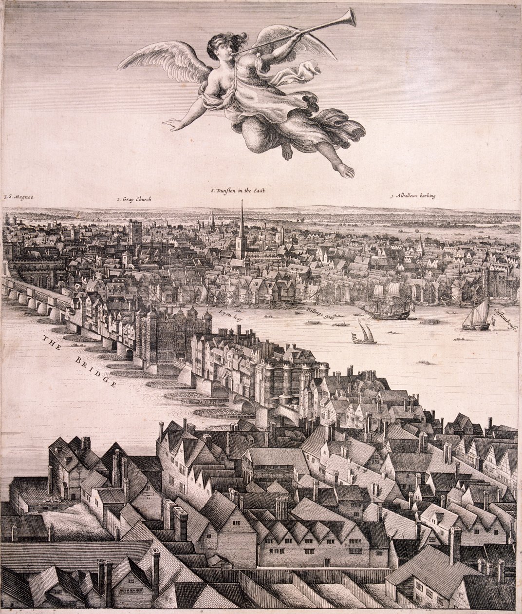 Panoraamanäkymä Lontooseen, c1670 tekijältä Wenceslaus Hollar